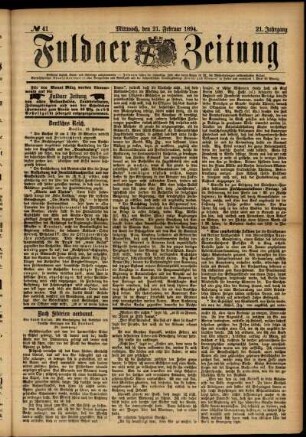 Ausgabe vom Mittwoch, den 21. Februar 1894.