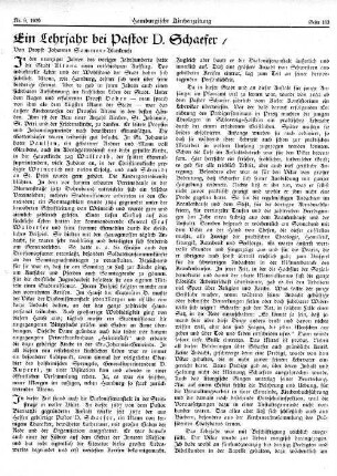 Ein Lehrjahr bei Pastor D. Schaefer