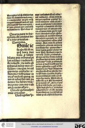 Quarta pars de hora sexta et continet decem et octo articulos. Theorema.