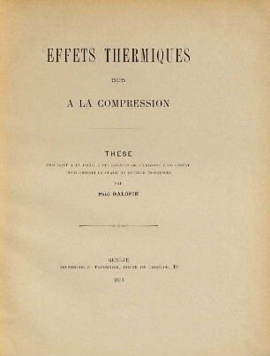 Effets thermiques dus à la compression : Thèse