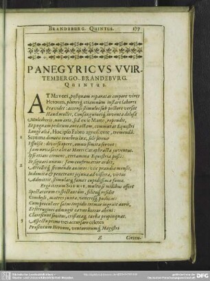 Panegyricus Wirtembergo-Brandenburg. Quintus