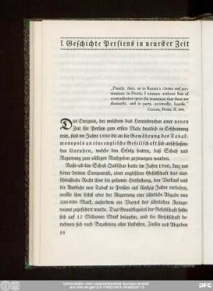 I. Geschichte Persiens in neuester Zeit