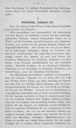 II. Oelfarben, Leinoel, etc.
