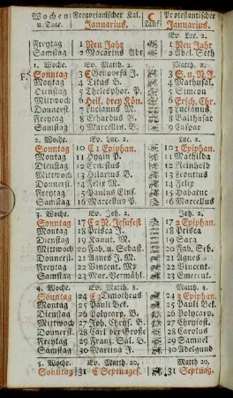 Gregorianischer Kal. Januarius. - Junius, oder Brachmonat, hat 30 Tage.