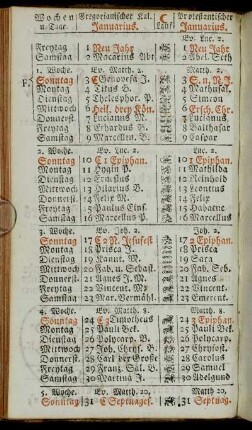 Gregorianischer Kal. Januarius. - Junius, oder Brachmonat, hat 30 Tage.