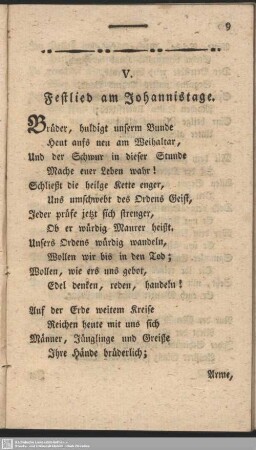 V. Festlied am Johannistage