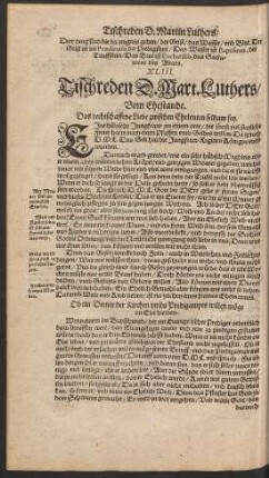 XLIII. Tischreden D. Mart. Luthers/ Vom Ehestande.