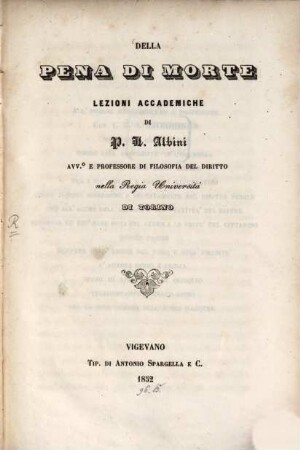 Della pena di morte : Lezioni accademiche