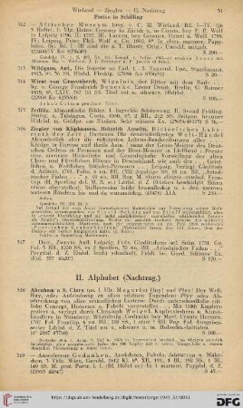 II. Alphabet (Nachtrag) (Nr. 318 - 477)