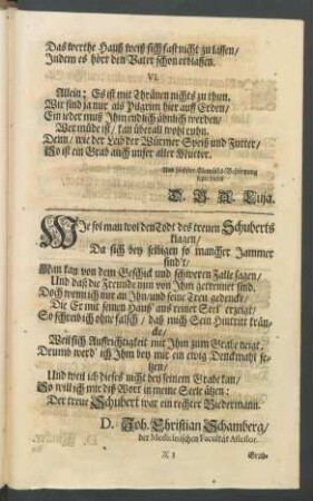 Wie sol man wol den Todt des treuen Schuberts klagen/ [...]