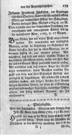 Von der Zärtlichkeit.