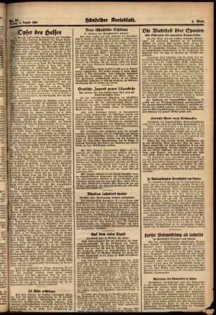 Zweite Ausgabe vom Freitag, den 06. August 1937.
