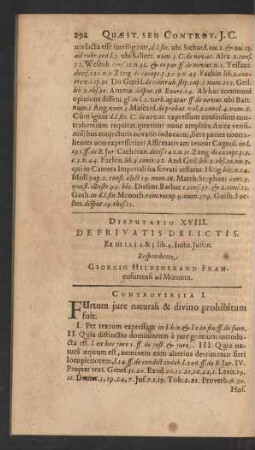 Disputatio XVIII. De Privatis Delictis ... Respondente Georgio Hildenbrand Francofurtensi ad Moenum