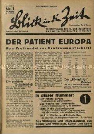 Regimekritische sozialdemokratische Wochenzeitschrift "Blick in die Zeit" Jg. 1935, Nr. 1-30