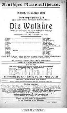 Die Walküre Erster Tag des Bühnenfestspiels „Der Ring des Nibelungen“
