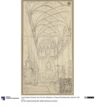 Der Chor des Veitsdoms in Prag mit Festdekoration