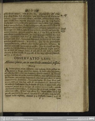 Observatio LXIII. Actiones plures, an in uno libello cumulari possint