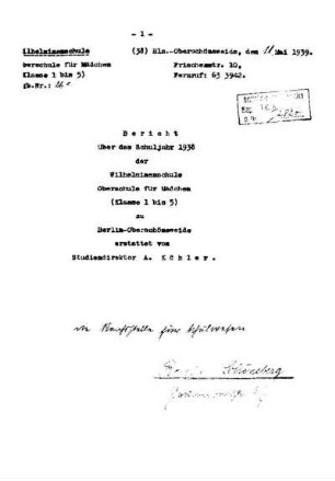 1938/39: Bericht über das Schuljahr Schuljahr ... - 1938/39