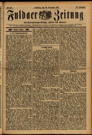Erste Ausgabe vom Samstag, den 30. November 1895.