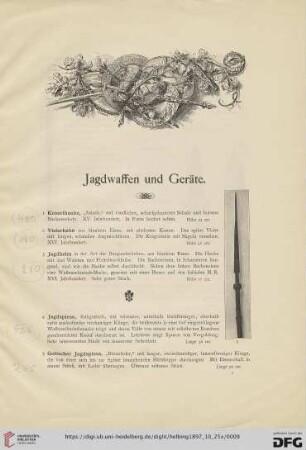 Jagdwaffen und Geräte (Nr. 1-139)