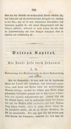 283-338 Drittes Kapitel : die Taufe Jesu durch Johannes