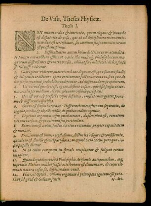 De Visu, Theses Physicae.