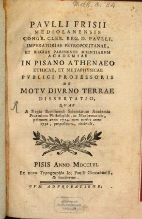 De motu diurno terrae dissertatio
