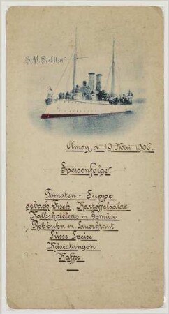 Speisekarte der S.M.S. Iltis