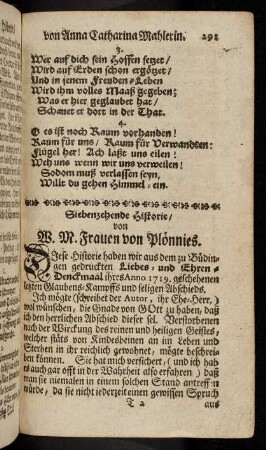 291-309, 17. Historie von W. M. Frauen von Ploennies