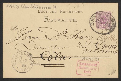 Brief an Franz Wüllner : 05.12.1889