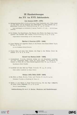 III. Handzeichnungen des XV. bis XVII. Jahrhunderts (Nr. 67-263)