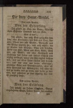 Die drey Haupt-Artikel.