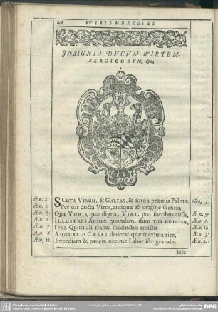 Insignia Ducum Wirtembergicorum, [et]c.