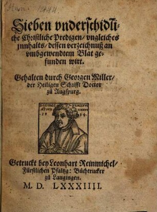 7 christliche Predigen : 1. Von der Himmelfahrt Christi ...