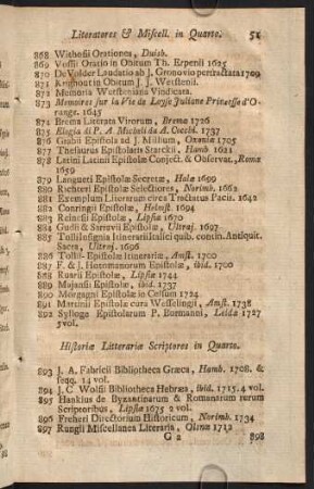 Historiae Litterariae Scriptores in Quarto.