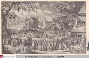 [Ein großes Dorffest auf einem Marktplatz; Large village fair on a market-place]