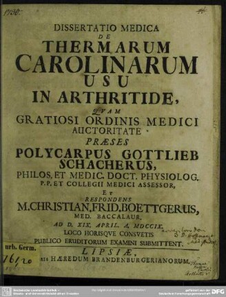 Dissertatio Medica De Thermarum Carolinarum Usu In Arthritide