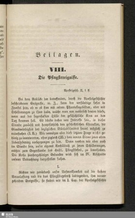 Beilagen. VIII. Die Pfingstereignisse