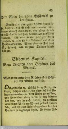 Siebentes Kapitel. Vom Richten oder Schönen des Weines