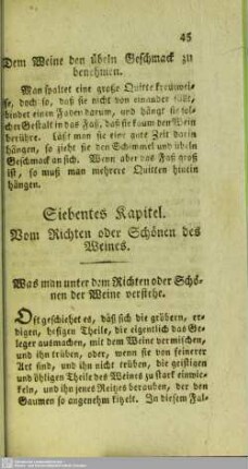 Siebentes Kapitel. Vom Richten oder Schönen des Weines