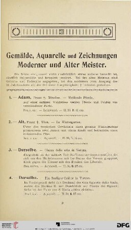 Gemälde, Aquarelle und Zeichnungen Moderner und Alter Meister (Nr. 1-91)