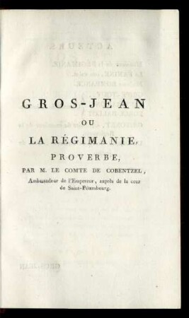 Gros-Jean Ou La Régimanie : Proverbe