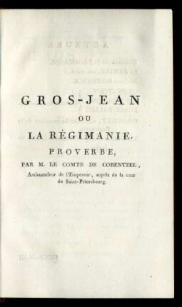 Gros-Jean Ou La Régimanie : Proverbe