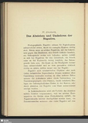 Das Abziehen und Umkehren der Negative