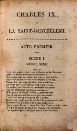Charles IX ou la Saint-Barthélemie : tragédie en cinq actes [1789]