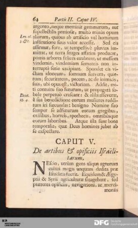 Caput V. De artibus & opificiis Israëlitarum