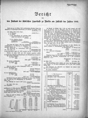 1883: Bericht über den Zustand der städtischen Sparkasse zu Berlin am Schlusse des Jahres ...