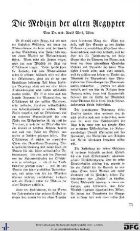 DIe Medizin der alten Aegypter