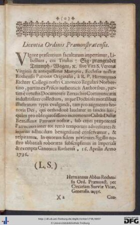 Licentia Ordinis Praemonstratensis; Censura Ordinarii.