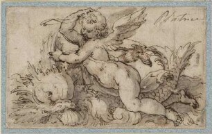 Putto auf einem Delphin